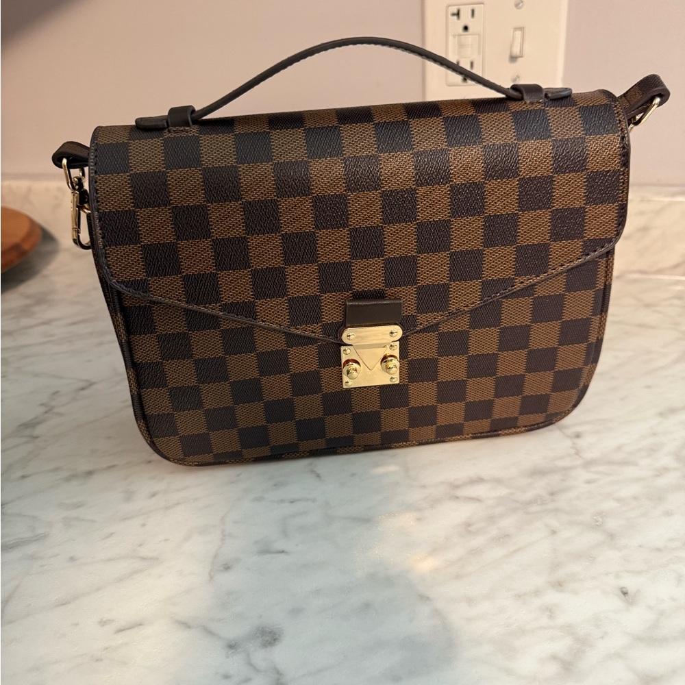 Checkered Brown Handbag